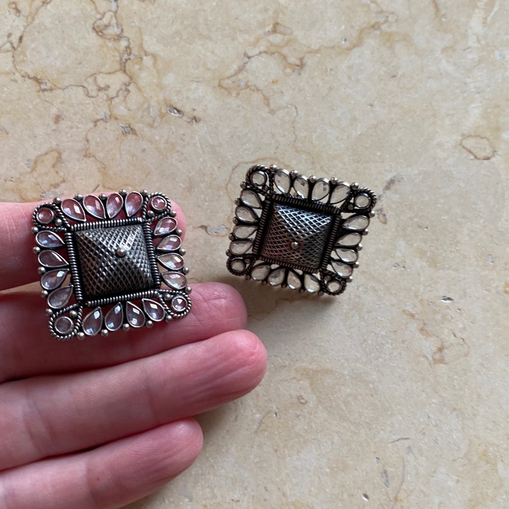 Silver handcrafted earrings, made in India , not worn